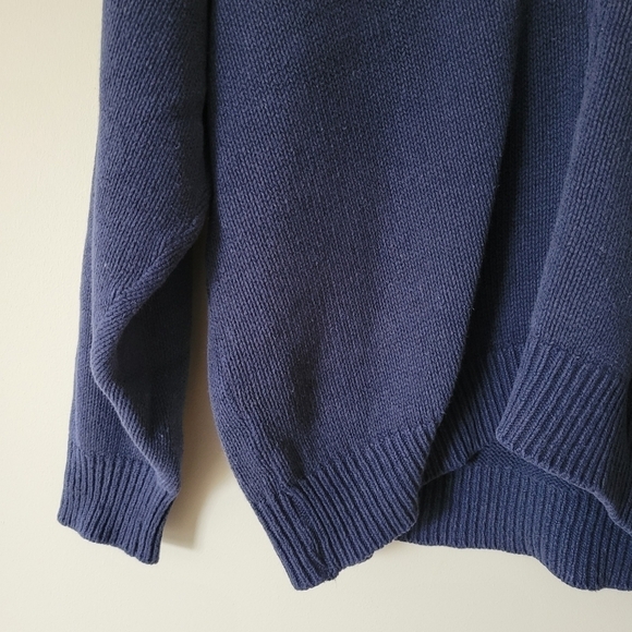 VINTAGE Navy Preppy Academia Sweater with Plaid V-Neck - Picture 4 of 5